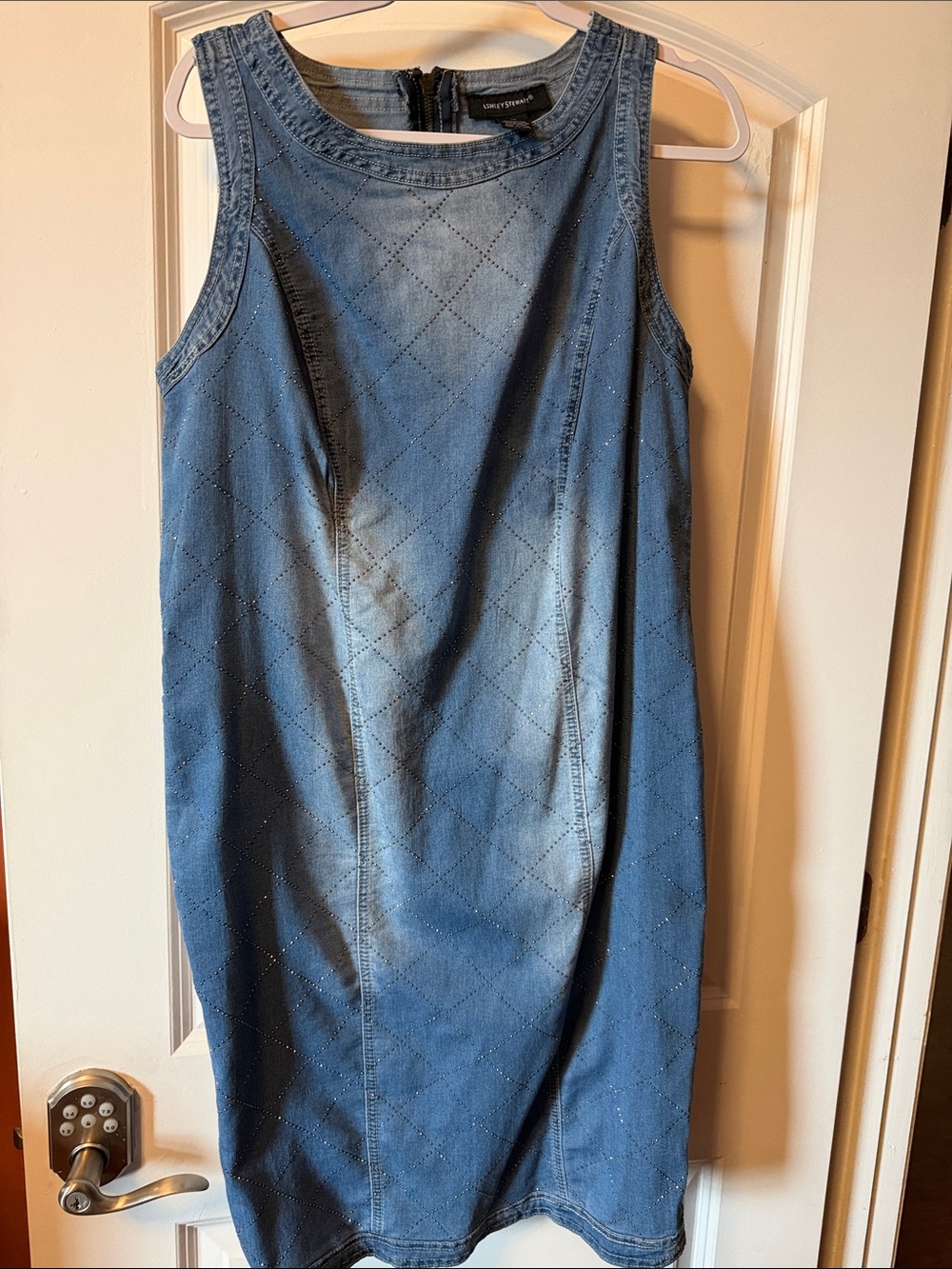 Ashley Stewart Blue Denim Sleeveless Shift Dress